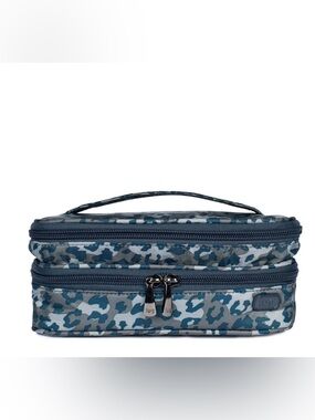 Lug Double Decker Makeup Organizer Leopard Navy
